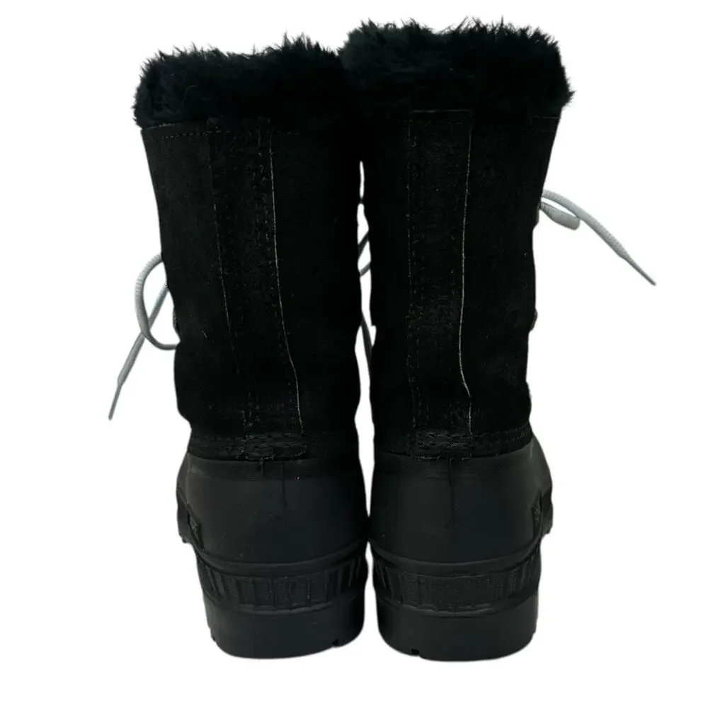 Sorel Kaufman Black Suede Rain & Snow Boots Waterproof Women's Size 6